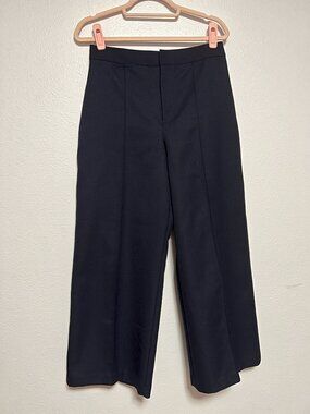 Club Monaco Valena Navy Wool Blend High Rise Cropped Wide Leg Trouser Pants Sz 6